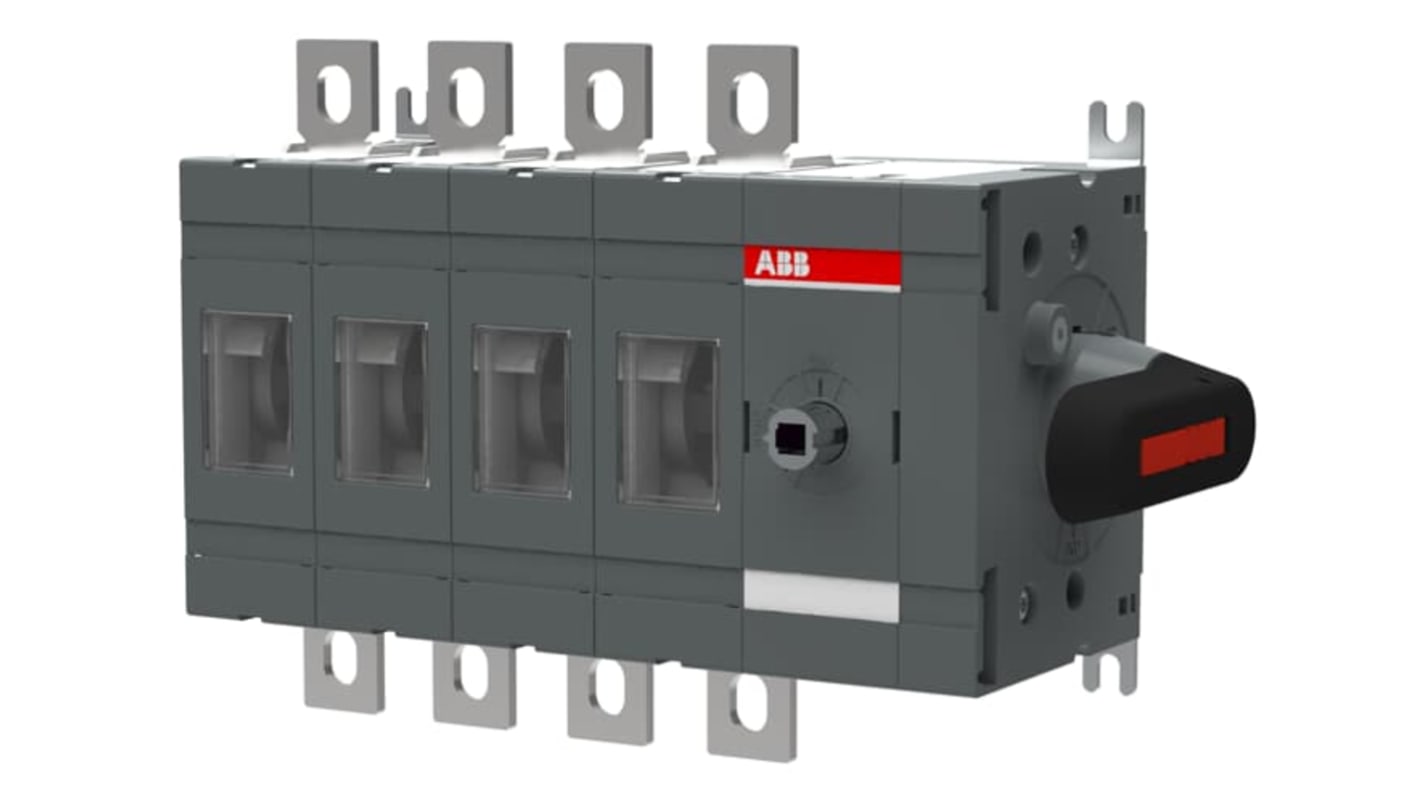 Sezionatore con interruttore ABB OT200ES40K, 4 poli, corrente 200A, montaggio superficiale, protezione IP00.