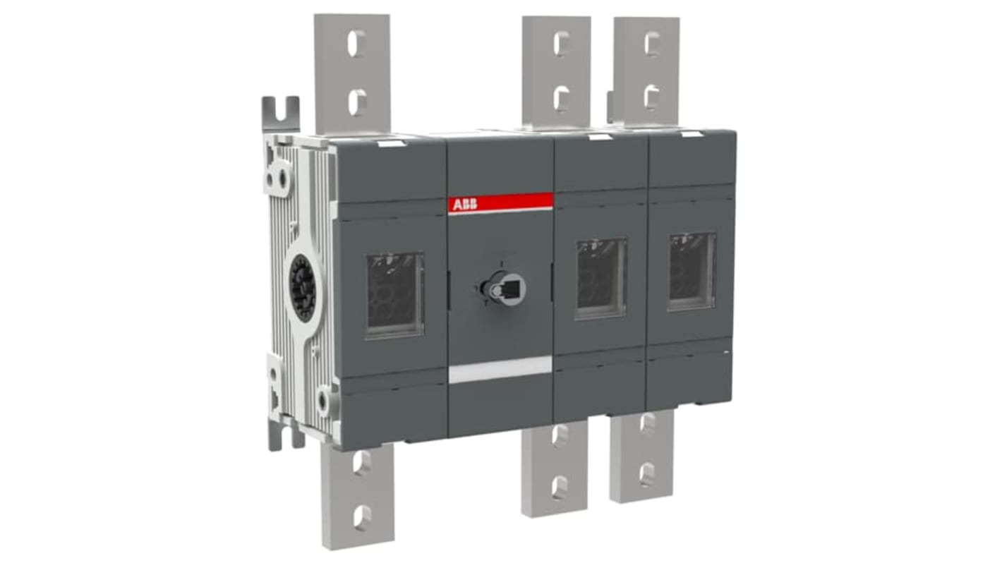 Sezionatore con interruttore ABB, 3 poli, 1600A, montaggio superficiale, protezione IP00, per applicazioni industriali.