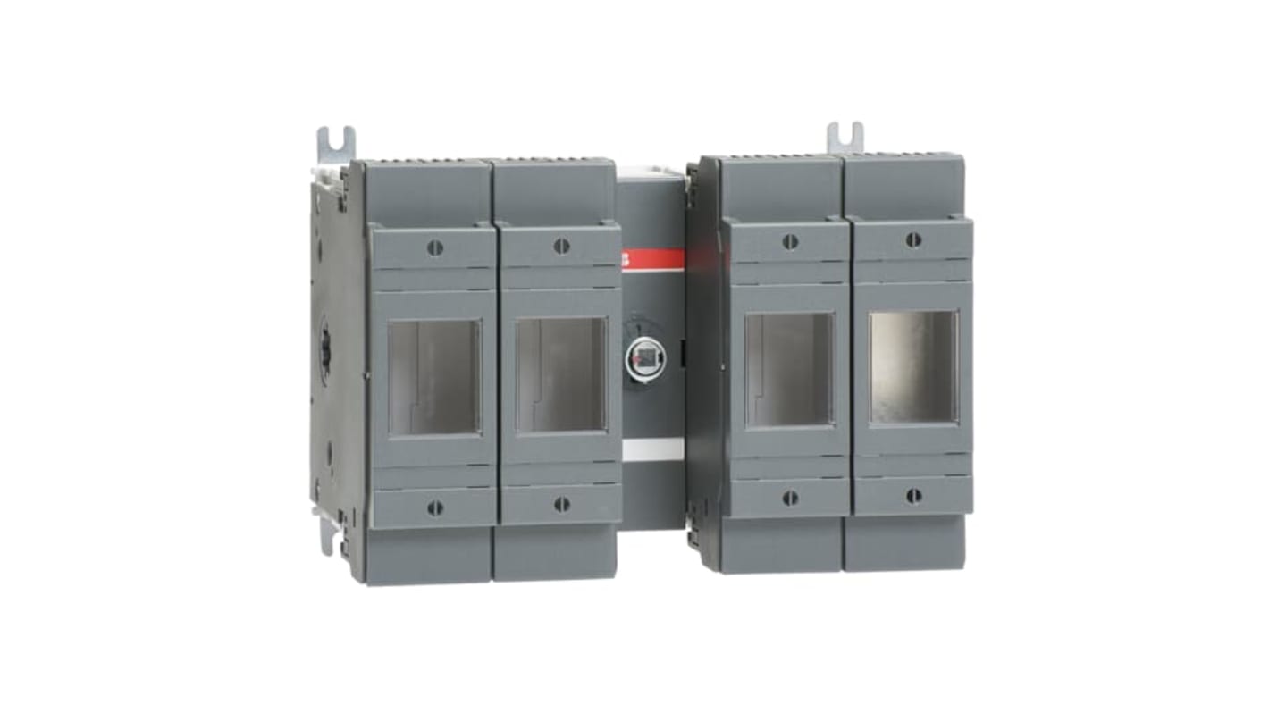 Sezionatore portafusibili ABB, 4 poli, 200A, montaggio su base, azionamento anteriore, 500V.