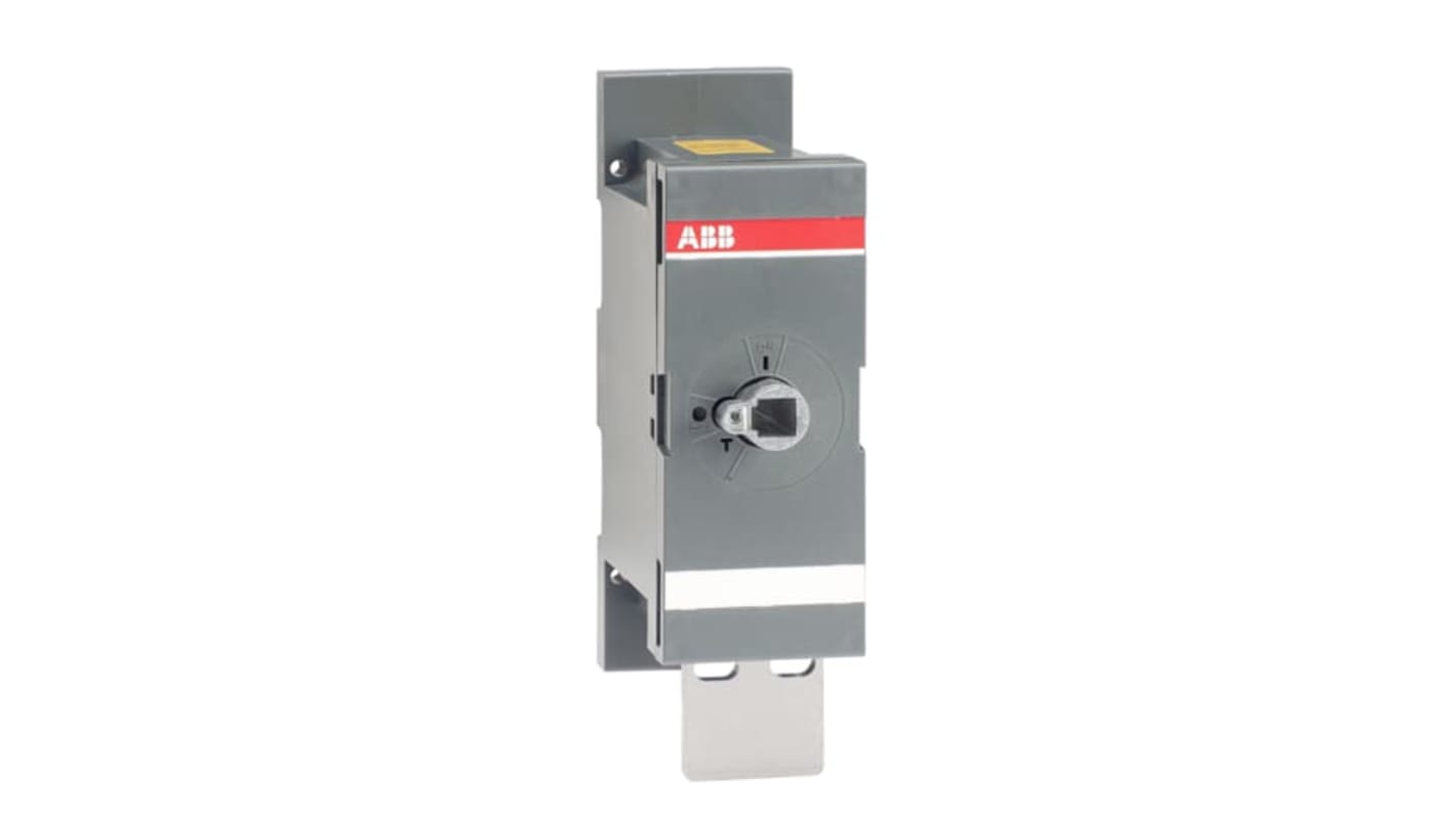 Gruppo manopola di blocco ABB 1SCA106540R1001 per fusibili interruttore, dimensioni 160x96x236 mm, garantisce sicurezza operativa.