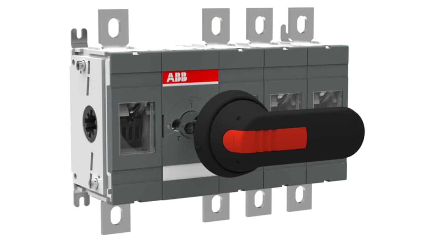 Sezionatore interruttore ABB OT400E13P, 4 poli, 400A, montaggio superficiale, protezione IP00, potenza 230kW.