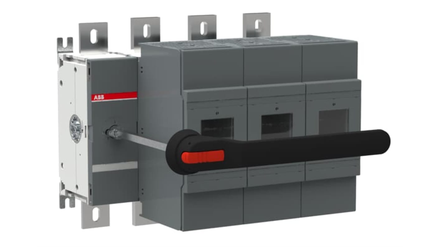 Sezionatore portafusibili ABB D1, 4 poli, corrente 1.25 kA, tensione 500 V, design modulare per operazioni sicure.