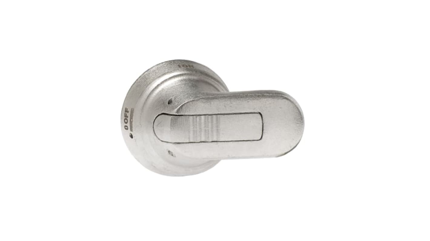 Manopola rotante ABB 1SCA111295R1001 per sezionatore, colore argento, diametro 45 mm, grado di protezione IP66.