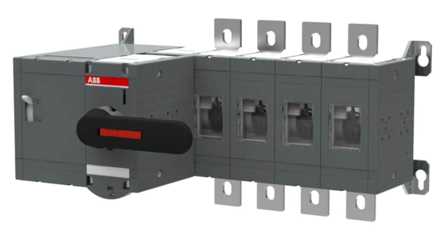 Sezionatore interruttore ABB OTM800E4M230C, 4 poli, 800A, montaggio a vite, protezione IP00, maniglia diretta. Modello 1SCA115356R1001.