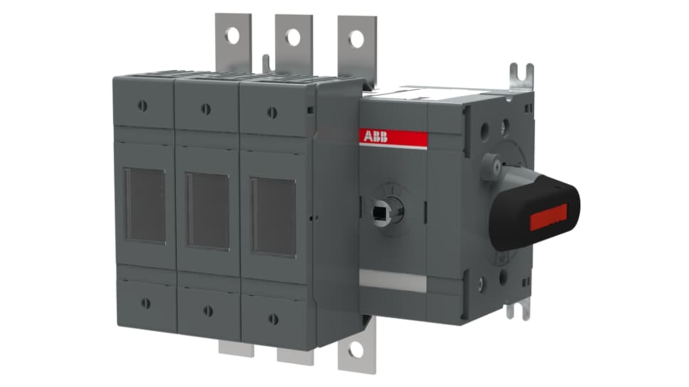 Sezionatore portafusibili ABB, 3 poli, fusibile A2-A4, 125A, 500V, design modulare per operazioni sicure.
