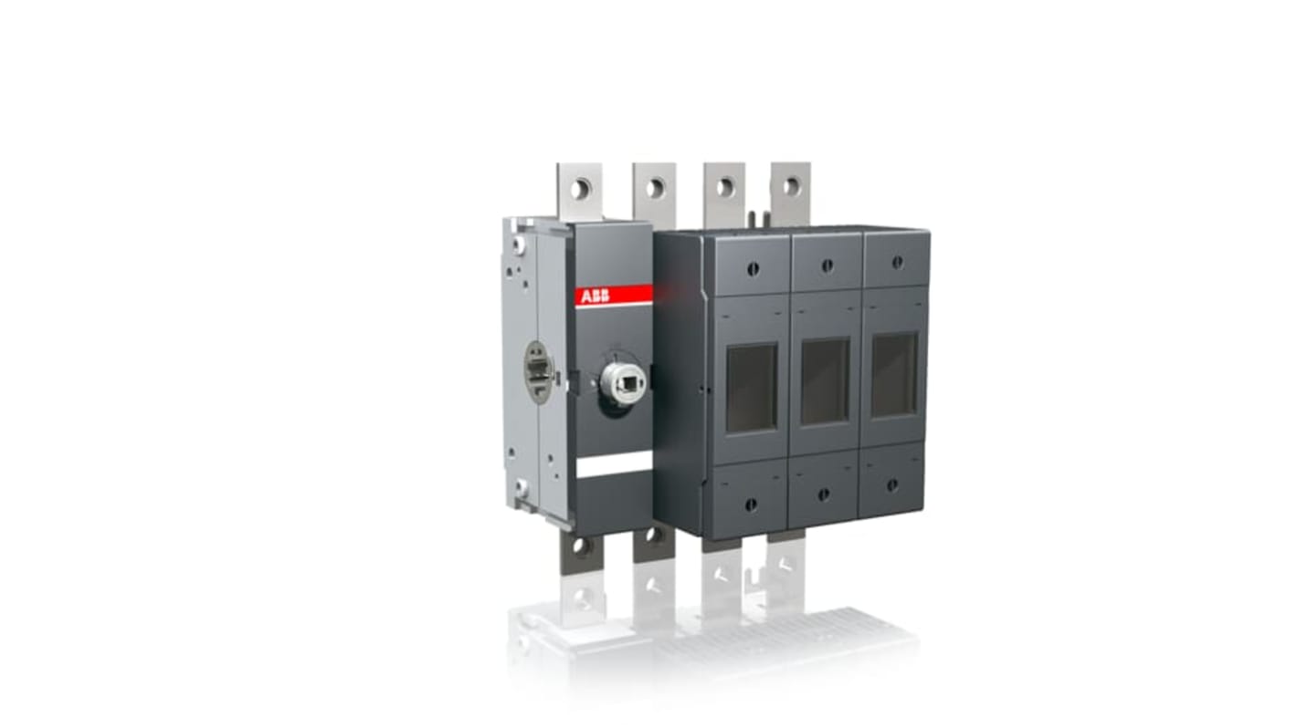 Sezionatore portafusibili ABB 4 poli, 200A, 500V, fusibile A2-A4, azionamento frontale, terminali a linguetta 20 mm.