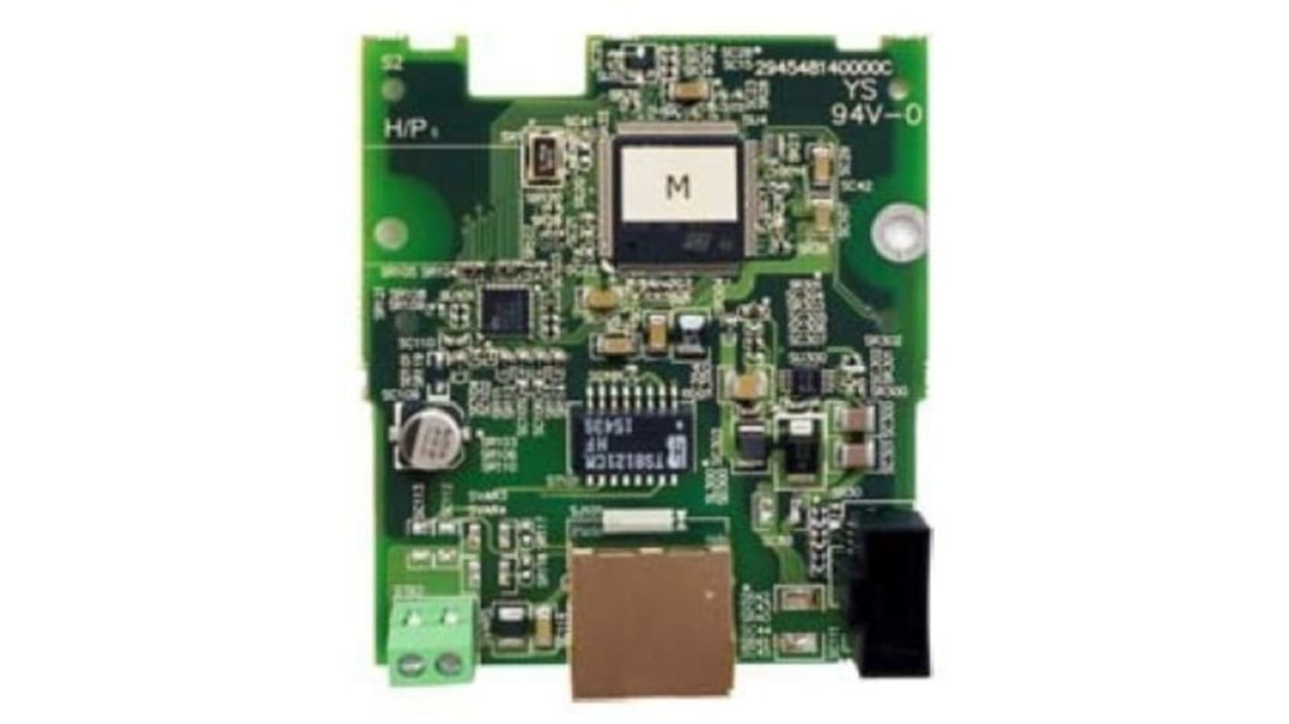 Scheda di comunicazione Ethernet/IP Delta Electronics CMM-EIP02 per MS300 con 32 parole I/O e mappatura personalizzabile. Velocità 10/100 Mbps, ideale per applicazioni industriali.