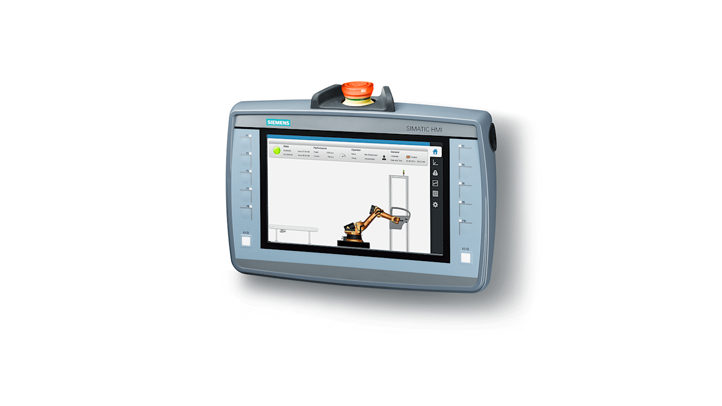 Pannello HMI Siemens KTP900F 9" TFT PROFINET IP65 - 6AV2125-2JB23-0AX0: display colori, tasti funzione, WinCC Comfort V13 SP1.