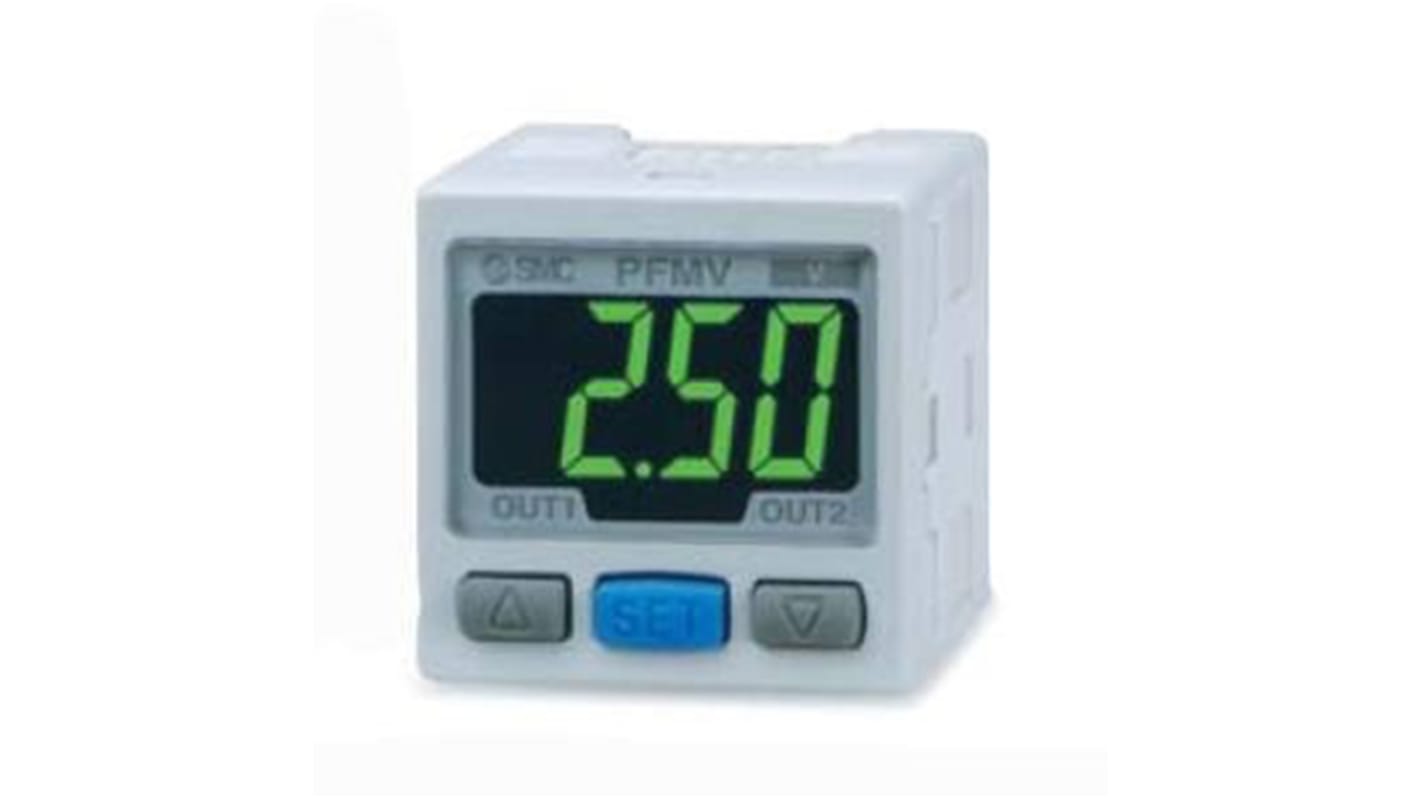 SMC PFMV303-MLG, sensore di flusso per aria e azoto, installazione compatta, grado di protezione IP40, alimentazione 24 V c.c.