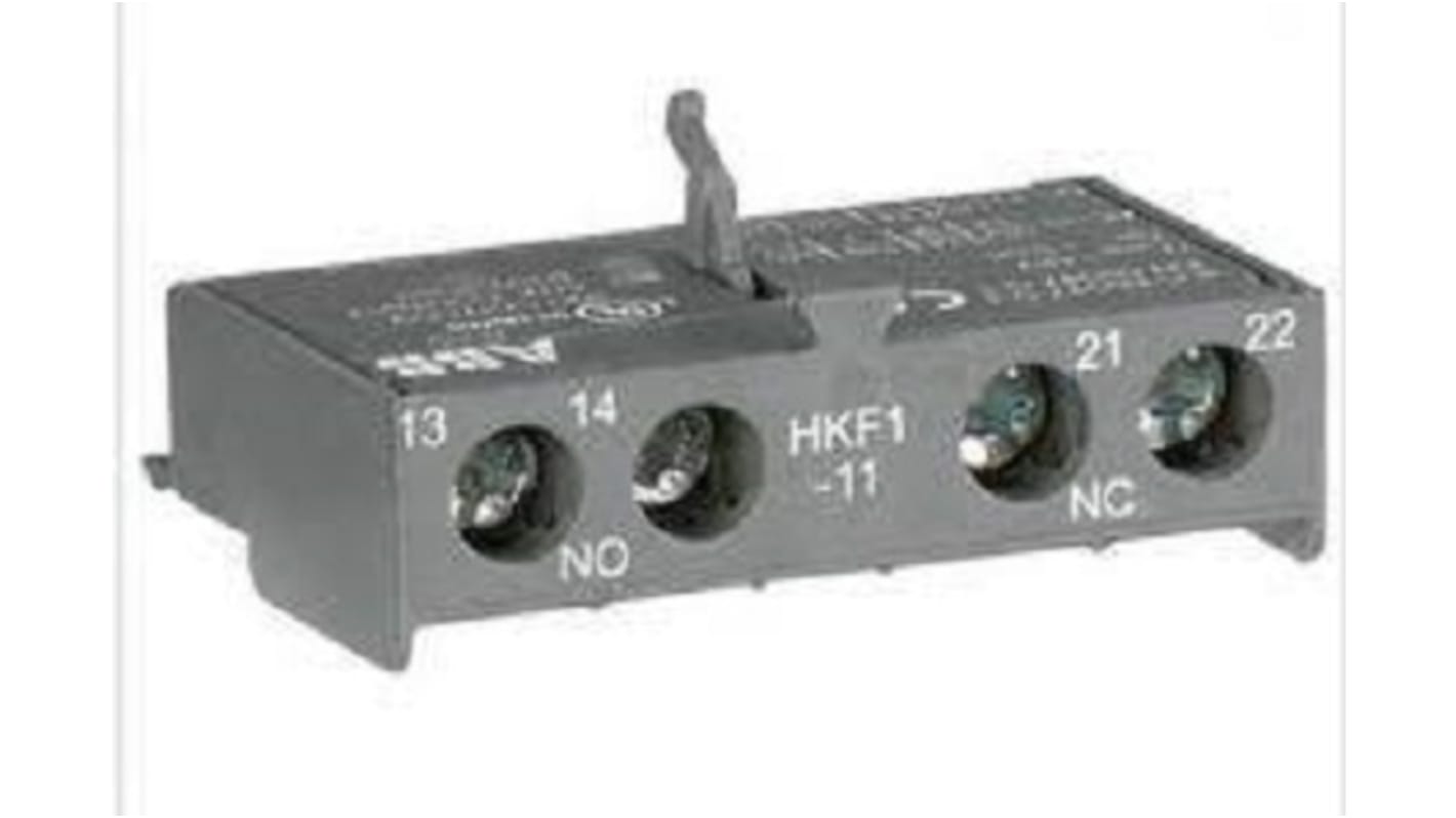 Contatto ausiliario ABB 1SAM101928R0002, 4 A, 250 Vdc, 400 Vac, morsetto a vite, per MO325 e MS325. Lunghezza 16 mm.