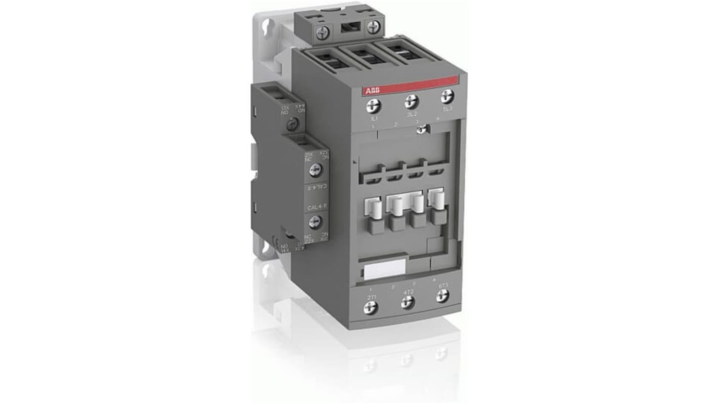 Contattore ABB 1SBL367001R4111 per controllo motori, 3 poli, 100 A, 22 kW, tensione bobina 60 V, grado di protezione IP20.
