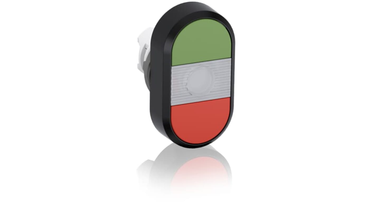 Attuatore pulsante instabile ABB MPD1-11C, doppio modulare illuminato verde/rosso, diametro foro 22.5 mm, IP66.