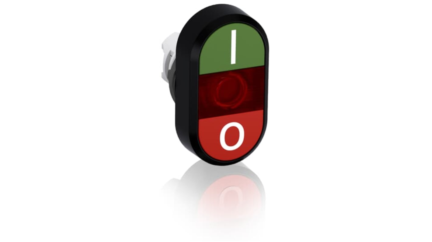 Attuatore pulsante instabile ABB MPD1, ovale, illuminato verde/rosso, diametro foro 22.5 mm, grado di protezione IP66.