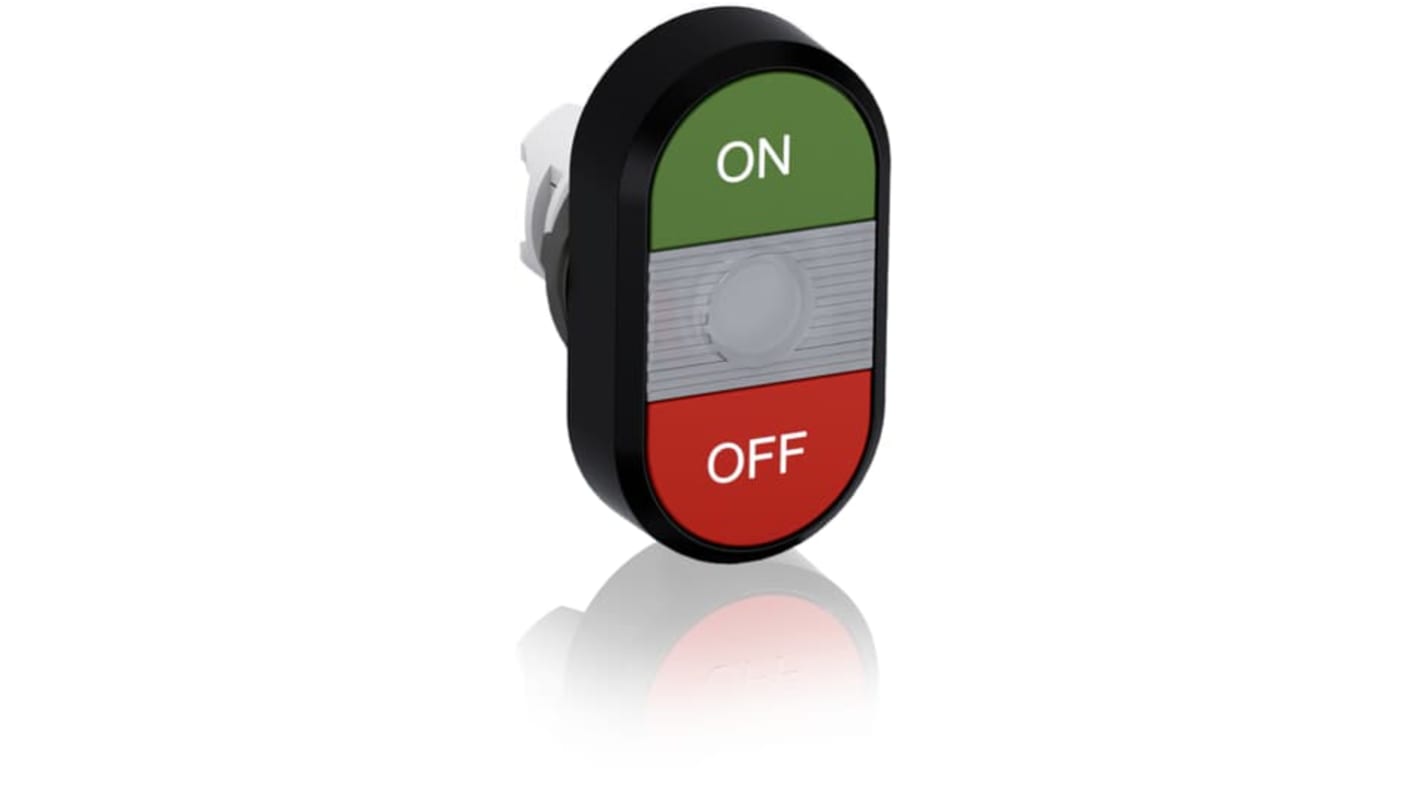 Attuatore pulsante instabile ABB MPD3-11C, doppio modulare, illuminato verde/rosso, diametro foro 22.5 mm, IP66.