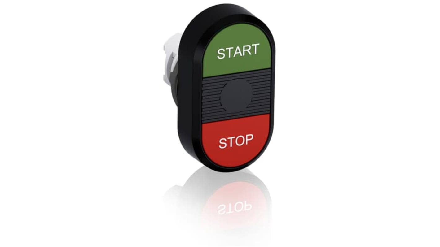 Attuatore pulsante instabile ABB MPD4-11B, doppio modulare, illuminato verde/rosso, diametro foro 22.5 mm, IP66.