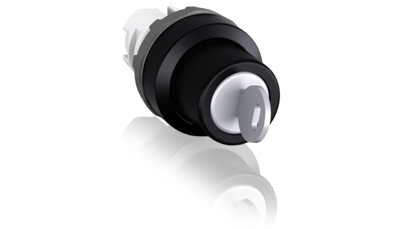 ABB M2SSK1-102, selettore a chiave modulare nero, 2 posizioni, IP66, attivazione continua, diametro foro 22,5 mm.