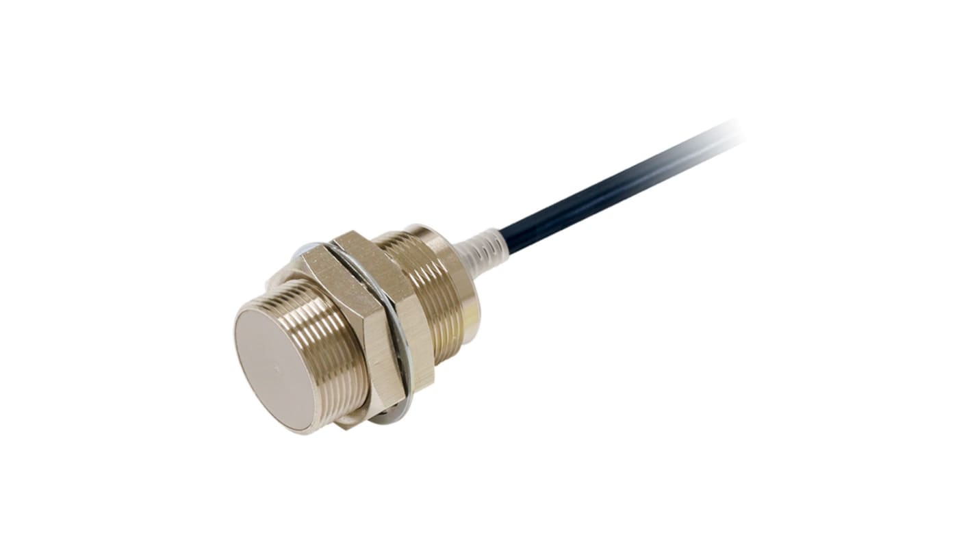 Sensore di prossimità induttivo cilindrico Omron E2E-X15B230 5M, M30 x 1.5, PNP, gamma di rilevamento 15 mm, precablato, IP69K.