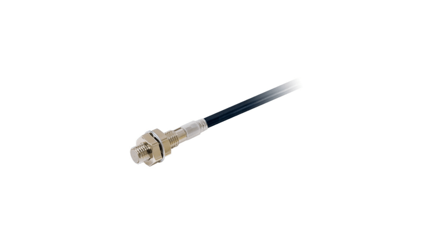 Sensore di prossimità induttivo cilindrico Omron E2E-X2B28 5M, M8 x 1, PNP, rilevamento 2 mm, precablato, IP69K.