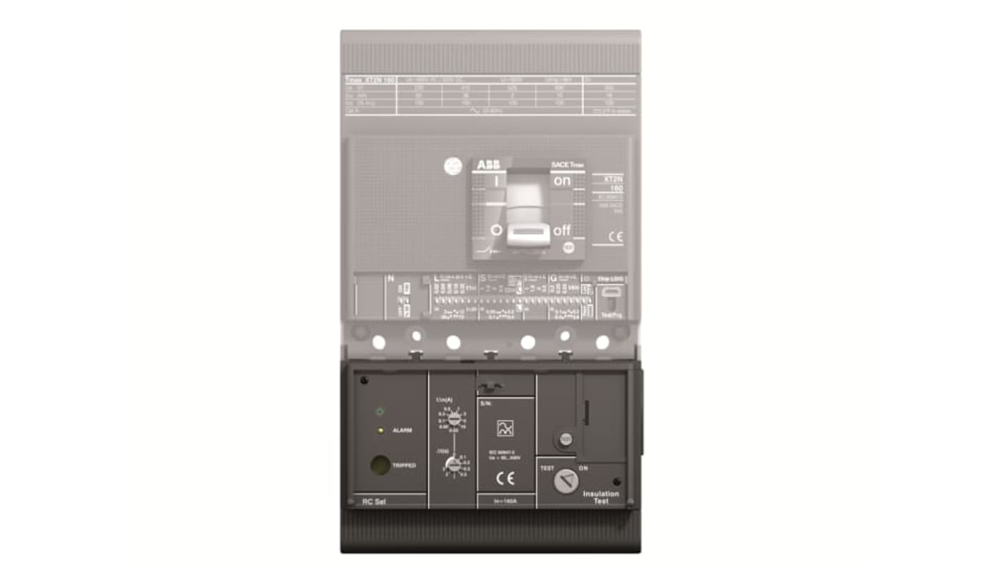 Interruttore magnetotermico scatolato ABB RC Sel XT2 F, quattro poli, dimensioni 160 x 190 x 160 mm, codice 1SDA067126R1.