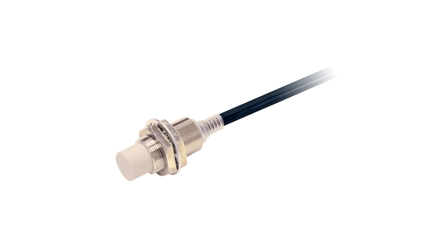 Omron E2E-X16MC118 2M, sensore induttivo cilindrico M18, rilevamento a 16 mm, corpo in ottone, grado di protezione IP67.