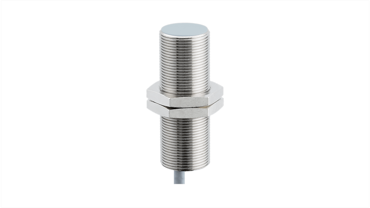 Sensore di prossimità cilindrico Baumer IR18.D08S-Q50.UA1Z, induttivo M18 x 1, rilevamento 0-8 mm, IP67, 12-36 V CC. Dimensioni: 50 mm x 18 mm.
