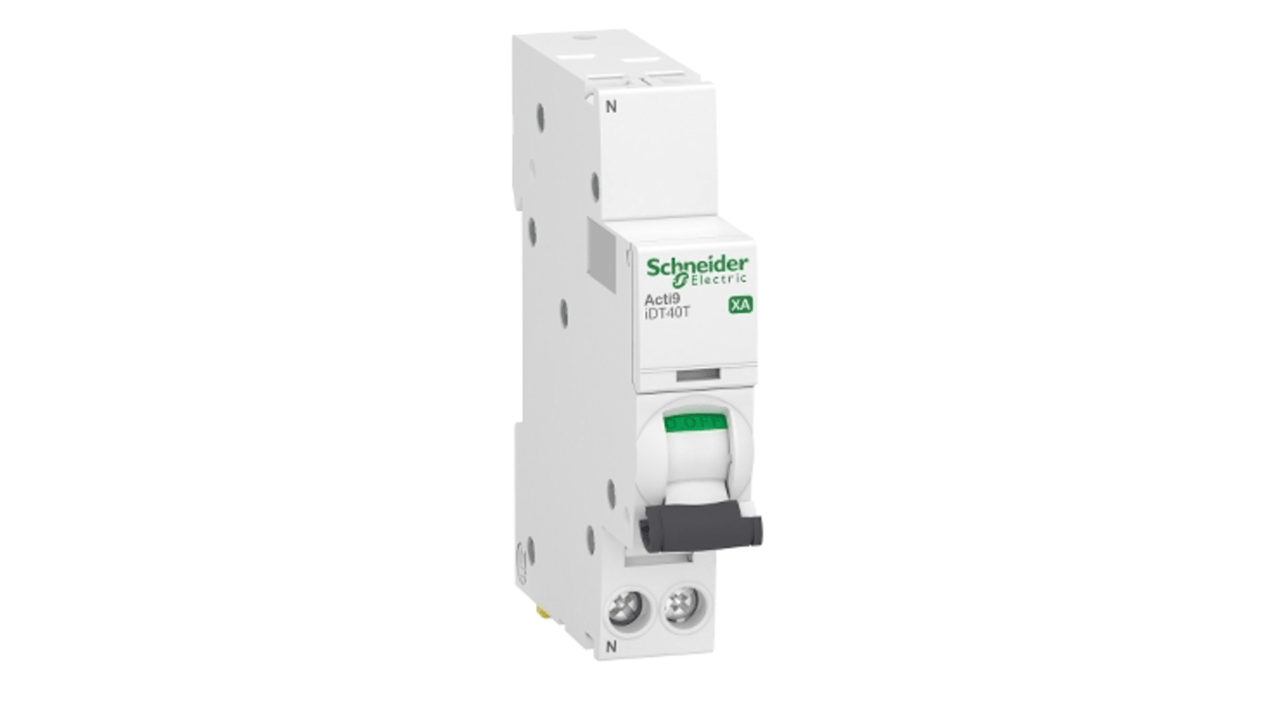 Interruttore magnetotermico Schneider Electric A9PA2640, 1P+N, 40A, montaggio su guida DIN, capacità di interruzione 4,5 kA.