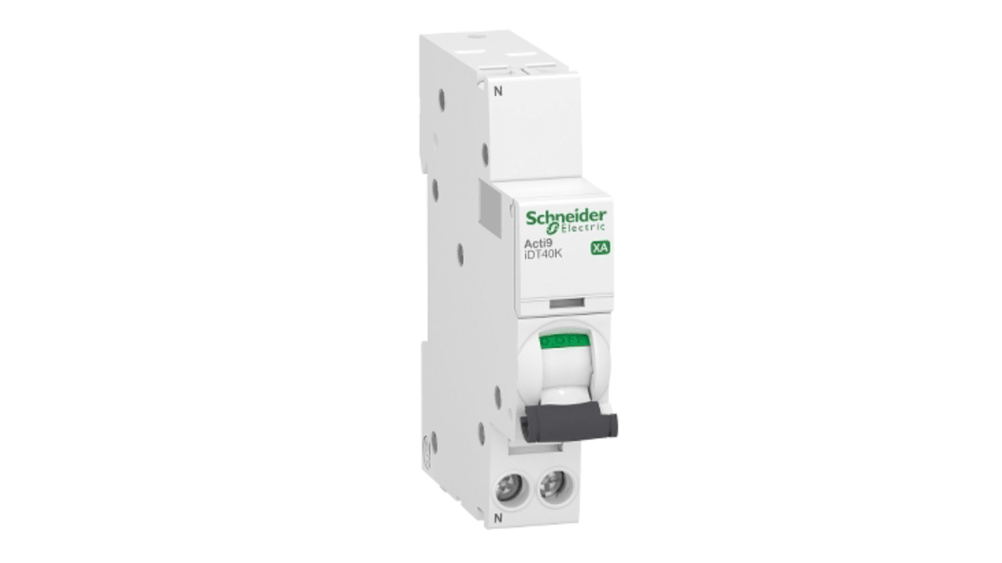 Interruttore magnetotermico Schneider Electric A9PK1610, 1P+N, 10A, montaggio su guida DIN, capacità di interruzione 4,5 kA.