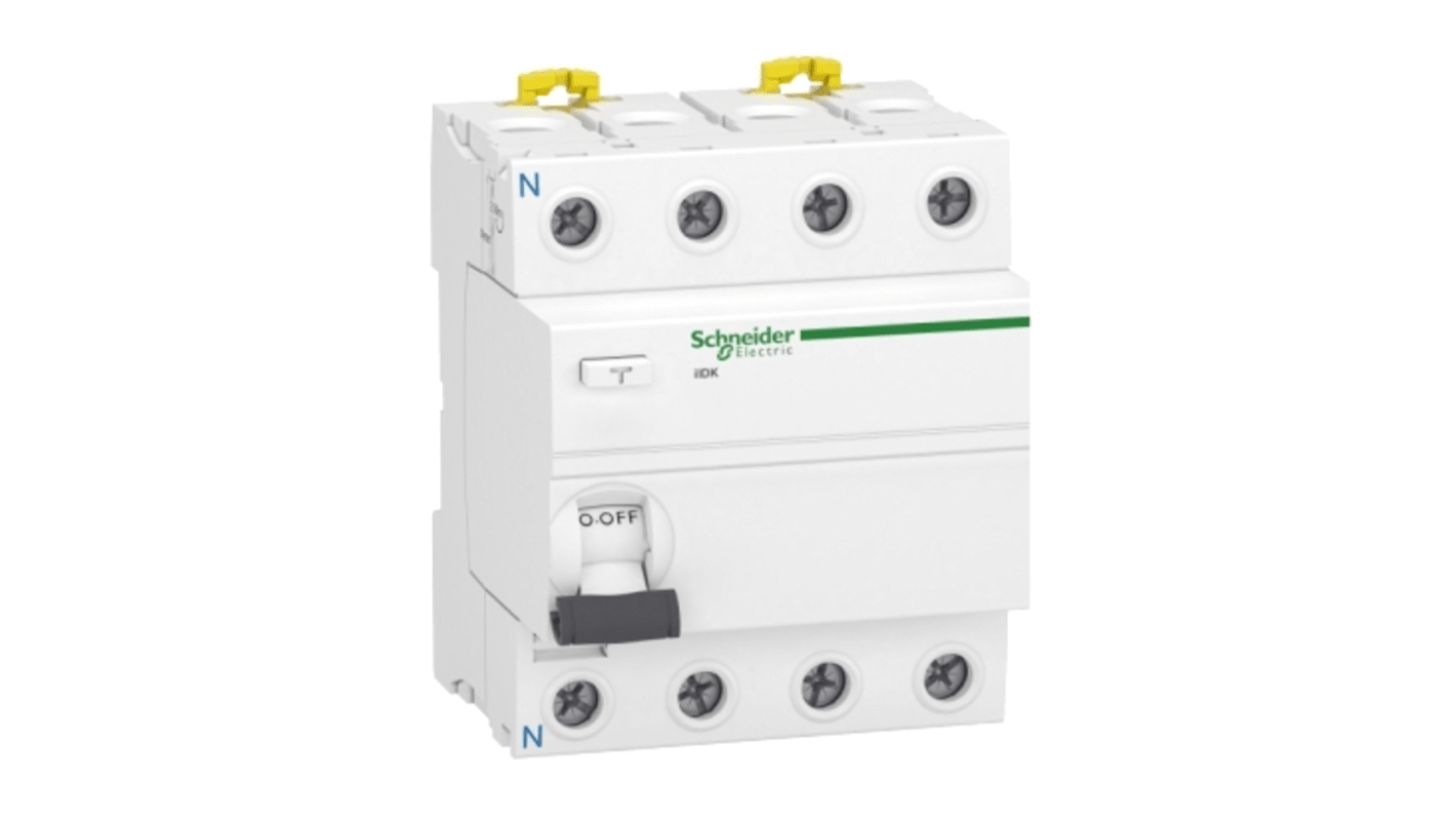 Interruttore automatico RCCB Schneider Electric A9R55440, 4 poli, 40A, 30mA, montaggio su guida DIN, conforme a EN/IEC 61008-1.