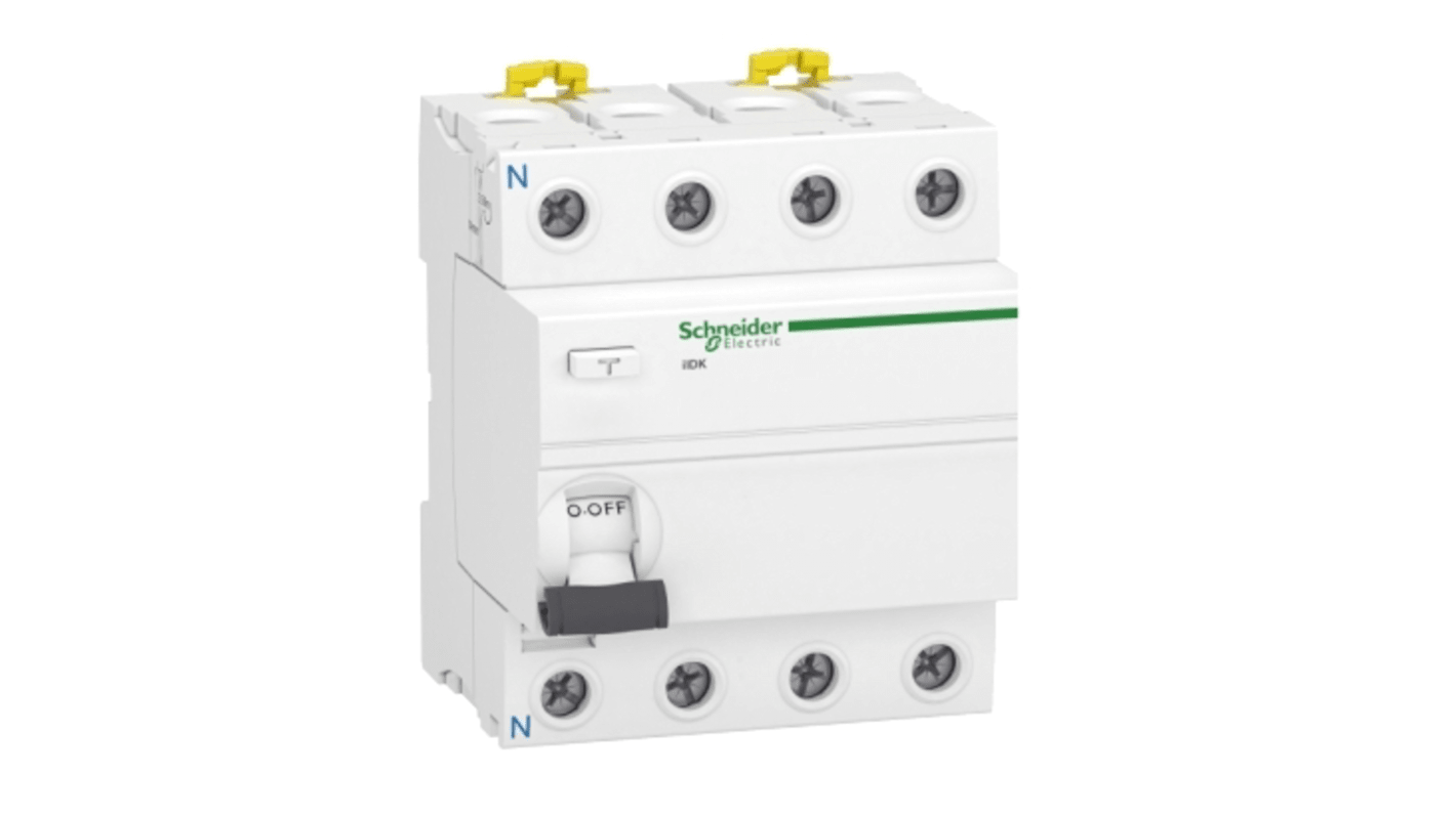 Interruttore automatico RCCB Schneider Electric A9R56440, 4 poli, 40A, tipo AC, montaggio su guida DIN.