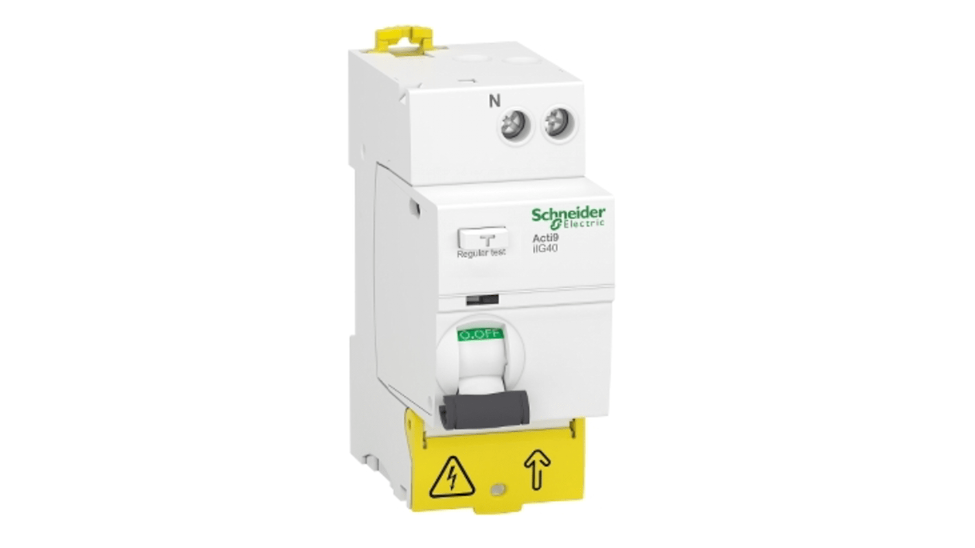 Interruttore RCCB Schneider Electric A9R77663, 1P+N, 63A, 300mA, montaggio su guida DIN, conforme a EN/IEC 61008-1.