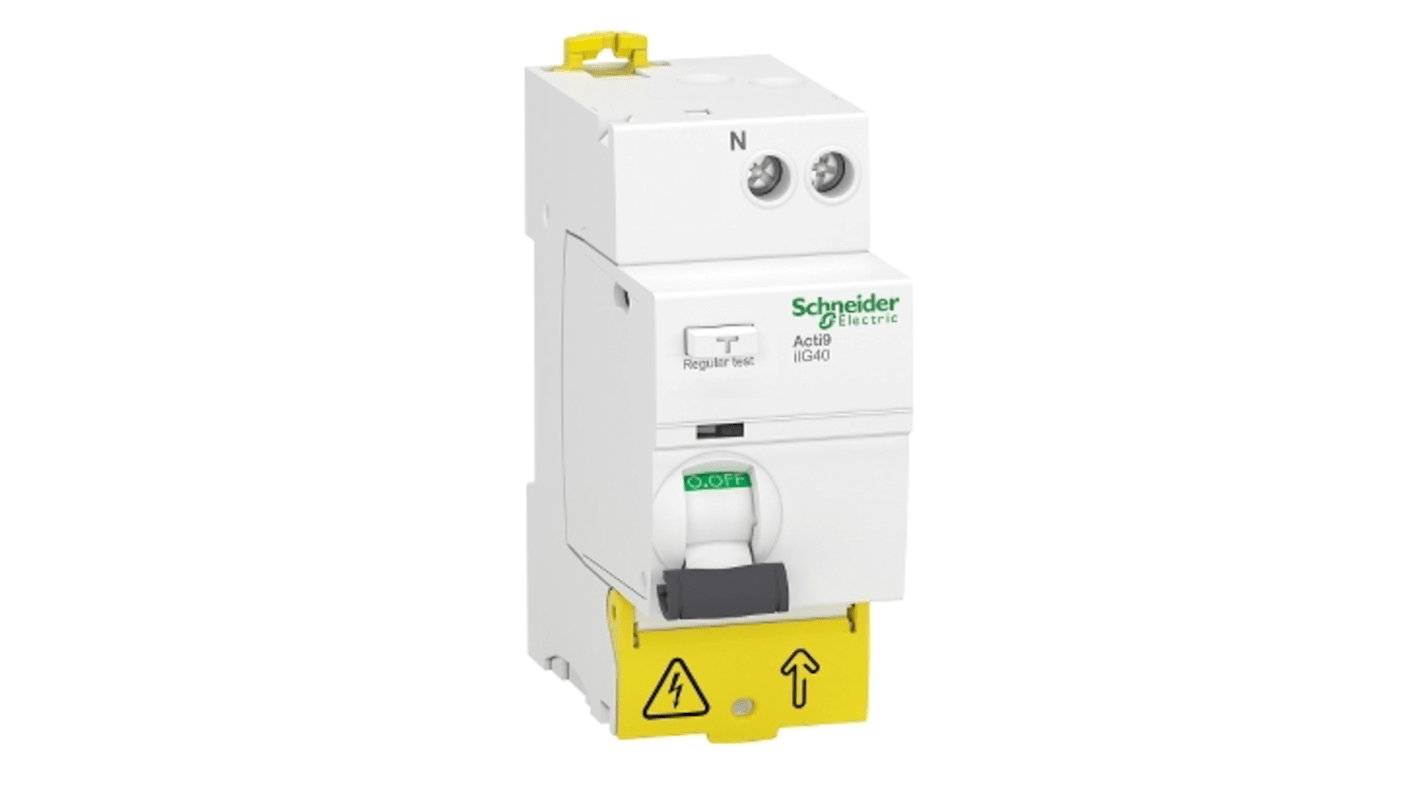 Interruttore RCCB Schneider Electric A9R87663, 1P+N, 30mA, montaggio DIN, 63A, tensione 220-240V.