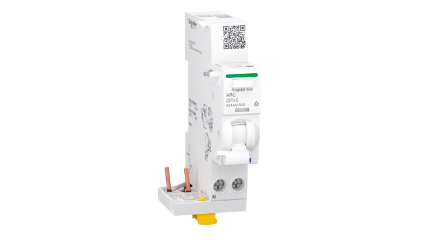 Schneider Electric A9TYAE625, modulo di rilevamento guasti ad arco 1P + N, 25A, montaggio a clip, temperatura operativa -25 a 60 °C.