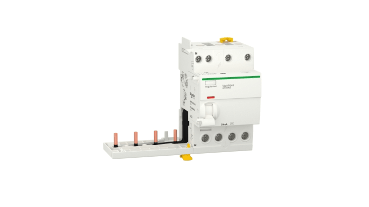 Interruttore automatico RCCB Schneider Electric A9Y12463, 4 poli, 63A, 30mA, montaggio su guida DIN, conforme a EN/IEC 61008-1.