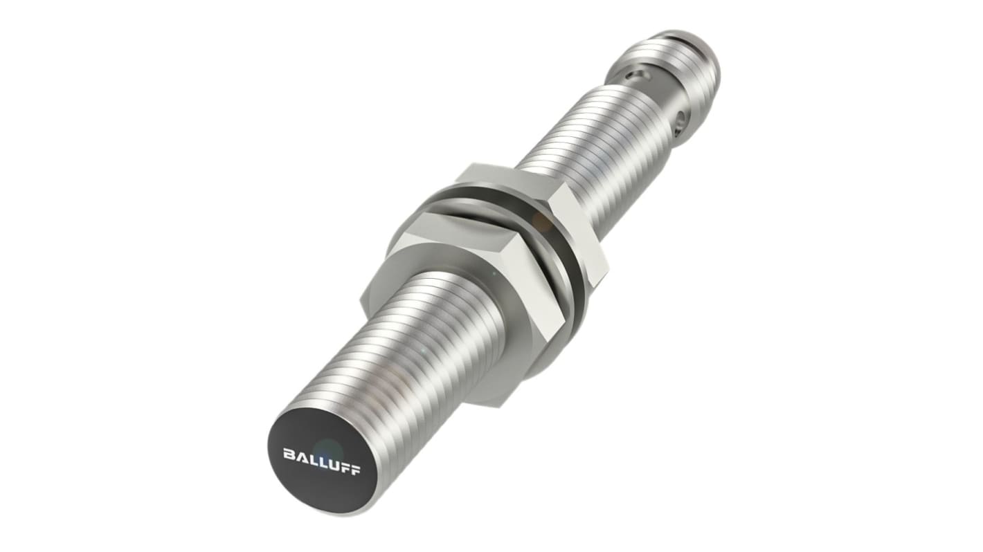 Sensore di prossimità induttivo cilindrico PNP BALLUFF BES0033, M8 x 1, rilevamento 2 mm, IP68, -25 a +70 °C.