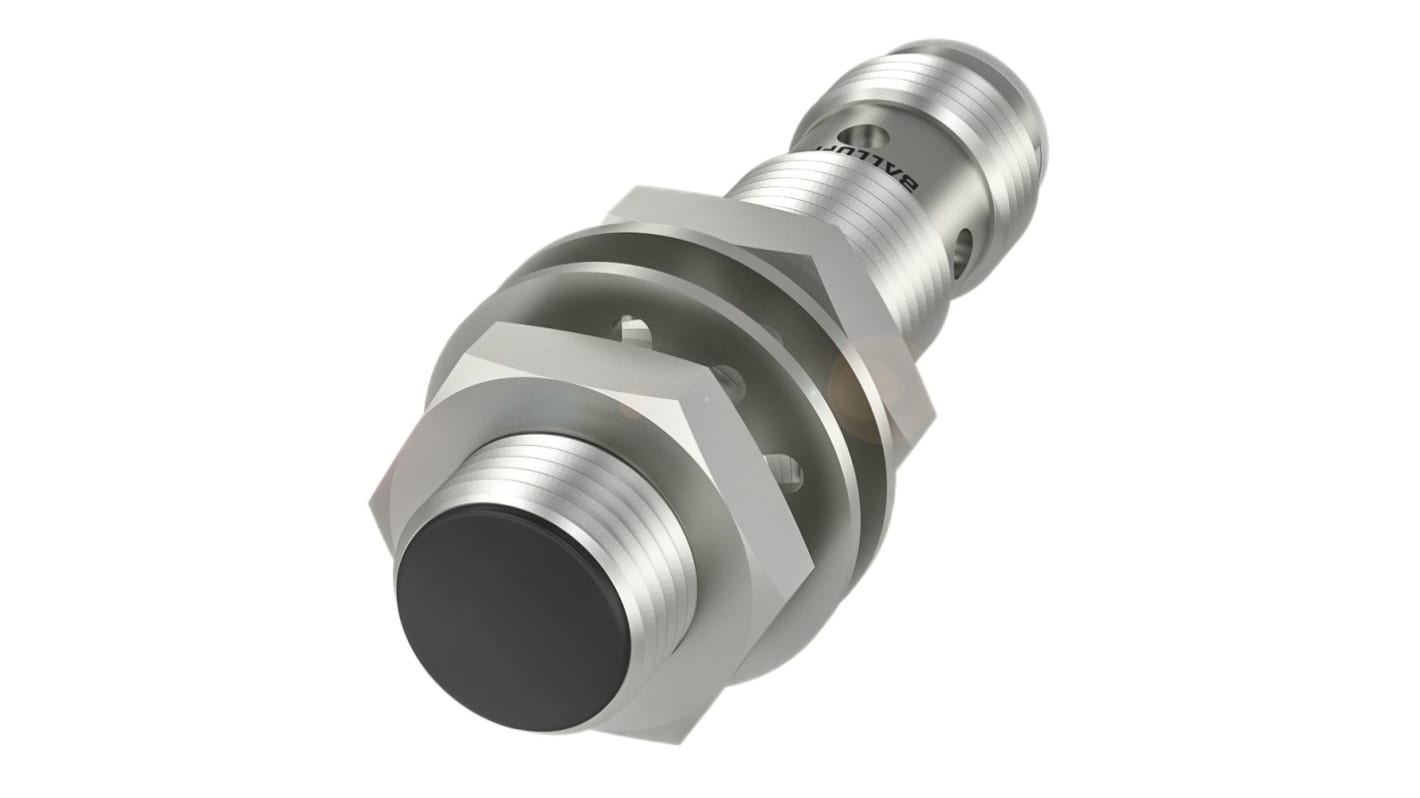 Sensore di prossimità induttivo cilindrico BALLUFF BES003Z, uscita NO, rilevamento 3 mm, connettore M12, IP67.