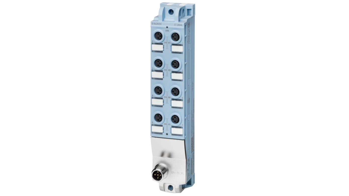 Modulo I/O distribuito Siemens 6ES7141-5BF00-0BL0, 8 ingressi e 8 uscite, 24 V c.c., dimensioni 30 x 159 x 40 mm.