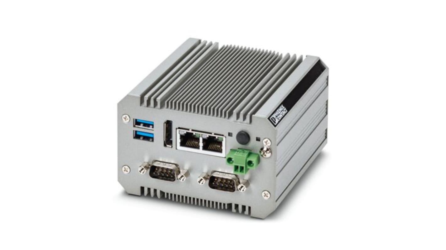 Phoenix Contact 1158243, computer industriale BL2, processore Intel Celeron, montaggio su guida DIN, dimensioni 99 x 92 x 63 mm.