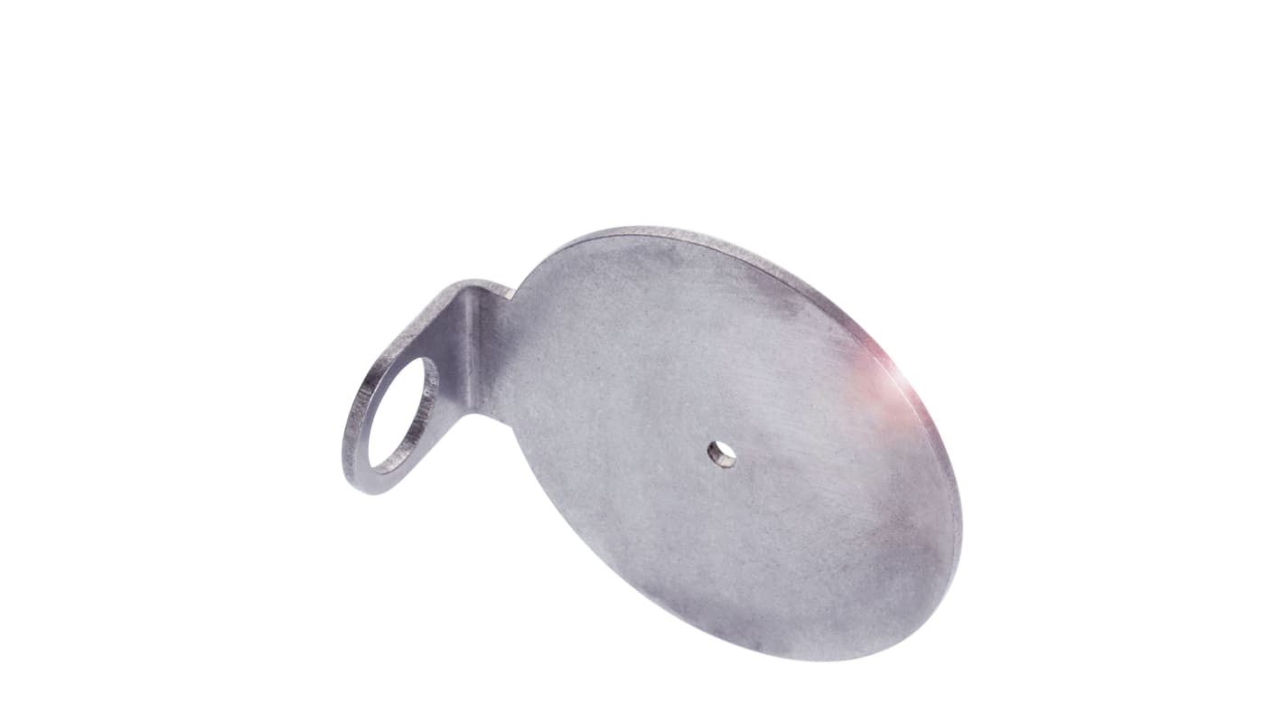 Staffa di montaggio BALLUFF BAM003N per riflettori BOS R-1, in acciaio inox, Ø 84 x 92,5 mm, sistema di montaggio robusto e flessibile.