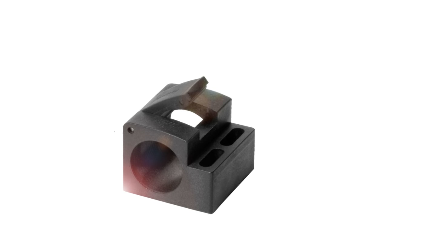 Staffa di montaggio BALLUFF BAM00FE per sensori M18, in PC, con morsetto a vite, dimensioni 30 x 24 x 29 mm.