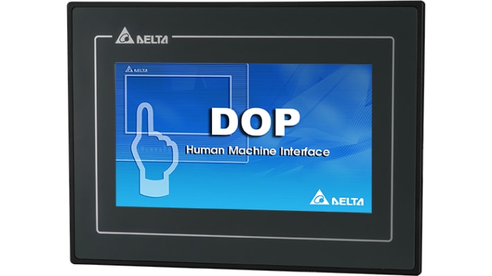 Delta Electronics DOP-107BV, display HMI touch screen 7", risoluzione 800x480, grado di protezione IP65, facile installazione.