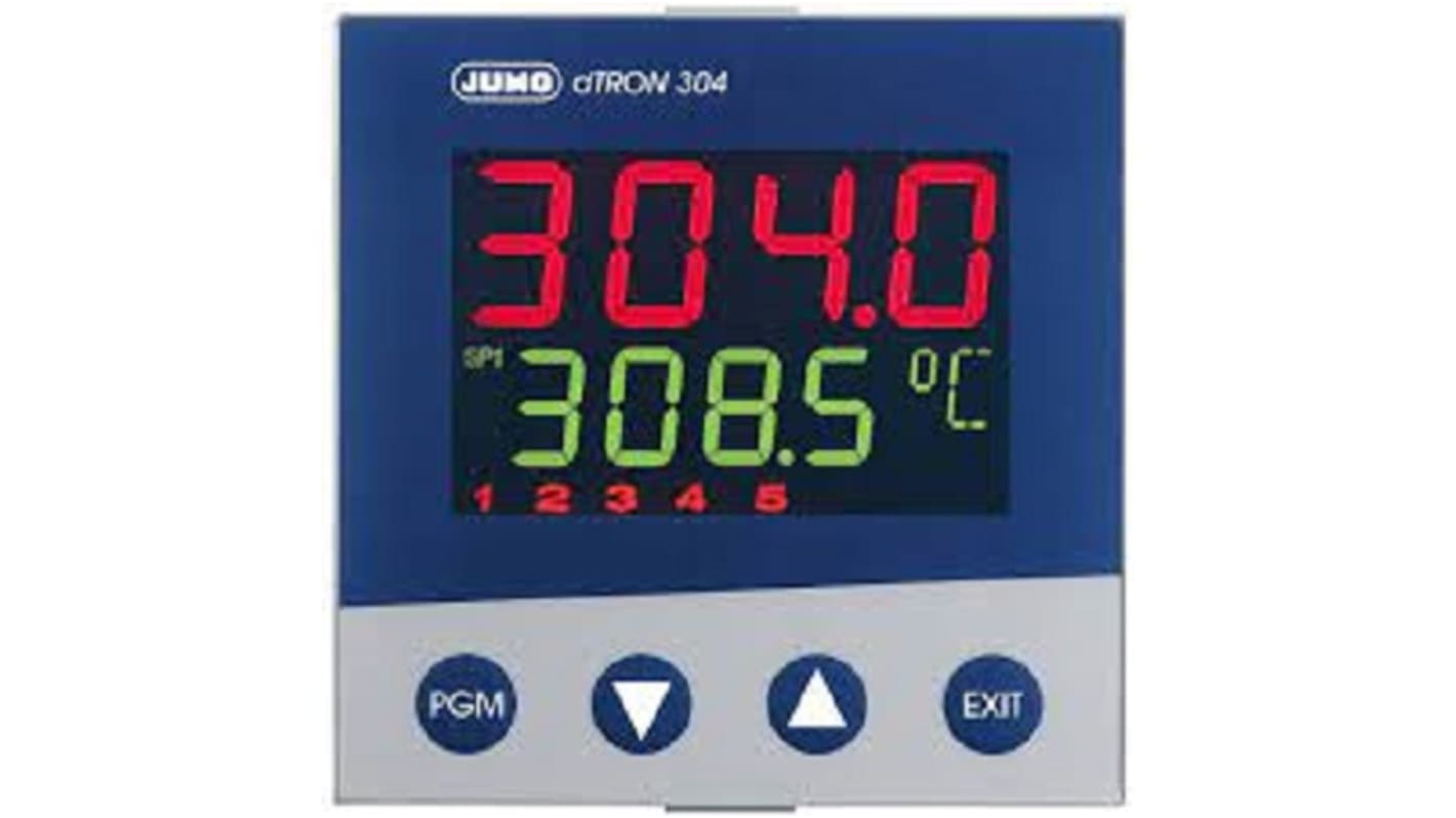 Controller Jumo 703044/181-200-23/000 dTRON 304, 240 V, 96 x 96 mm, 4 uscite relè, montaggio superficiale.