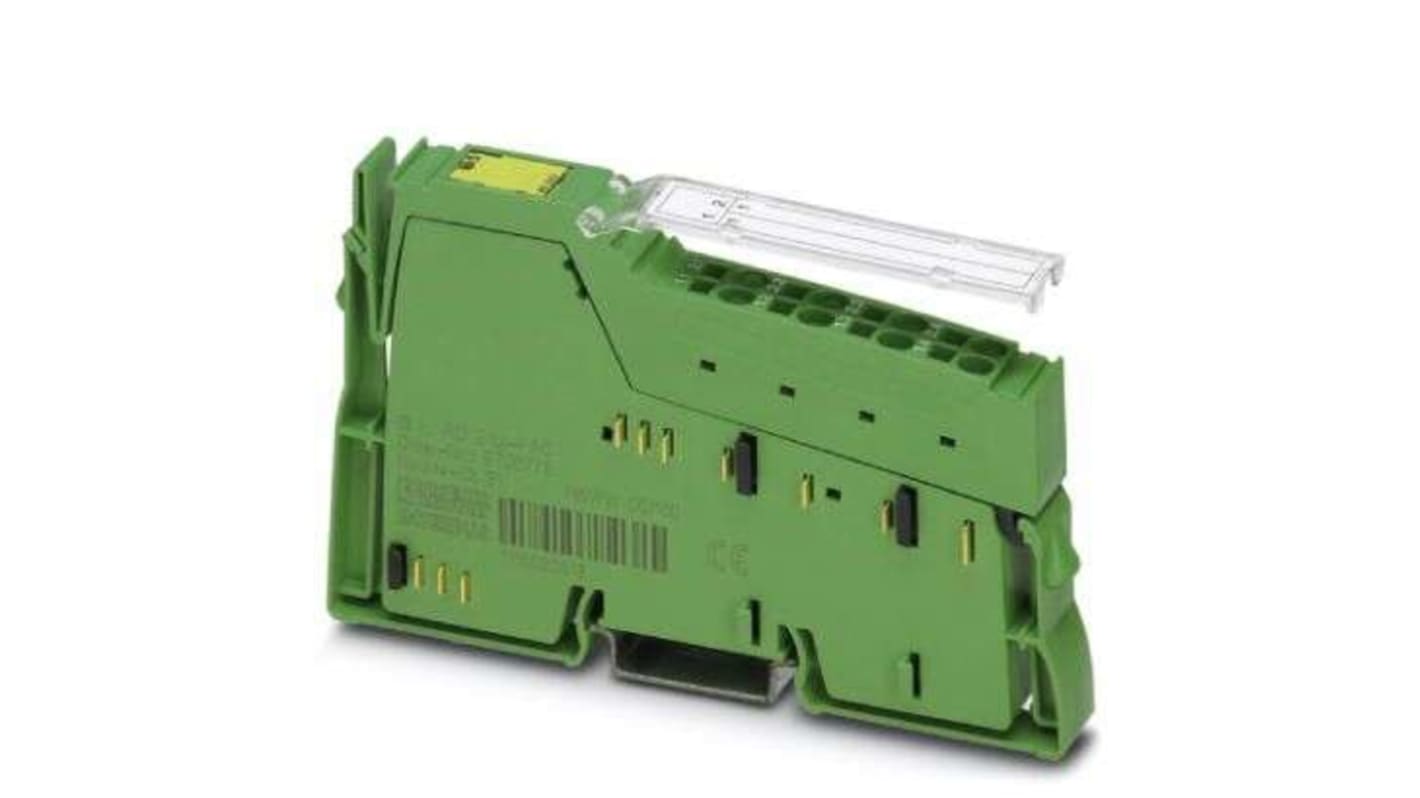 Modulo I/O Phoenix Contact 2700775, unità con 2 uscite analogiche, montaggio su guida DIN, dimensioni 12,2 mm x 119,8 mm.