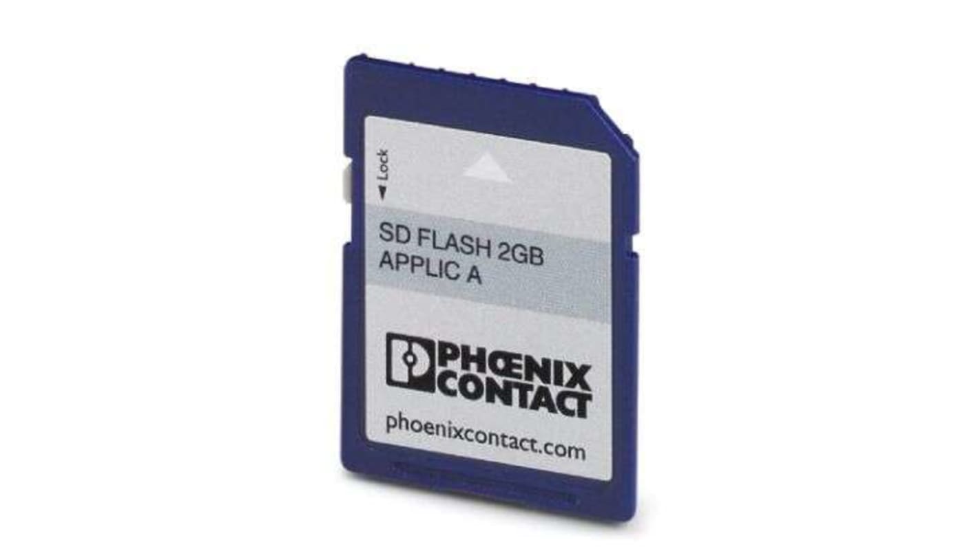 Memoria SD FLASH Phoenix Contact 2988146, 512MB, progettata per memorizzare programmi e configurazioni nel PLC.