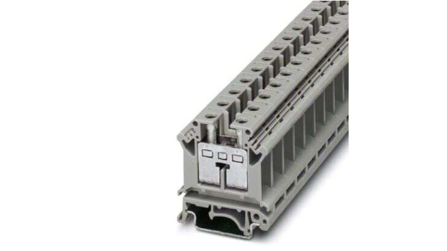 Morsetto Phoenix Contact 3006153: 400V 76A 16mm² 42,5mm - Grigio, design asimmetrico per guida DIN. Ideale per installazioni industriali.