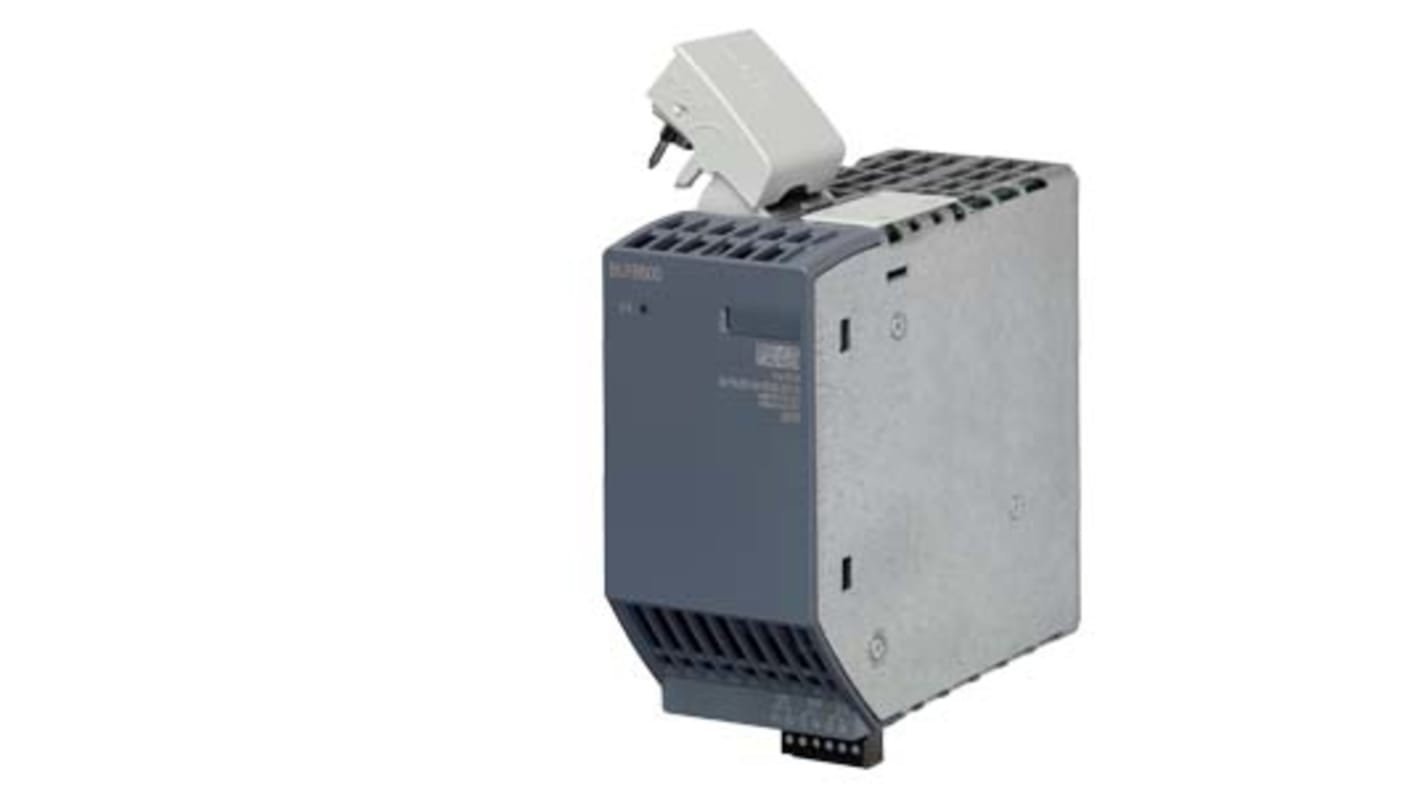 Alimentatore Siemens 6EP4293-8HB00-0XY0, modulo buffer PSU8600, capacità 4 secondi a 40 A, dimensioni 125 x 60 x 150 mm.