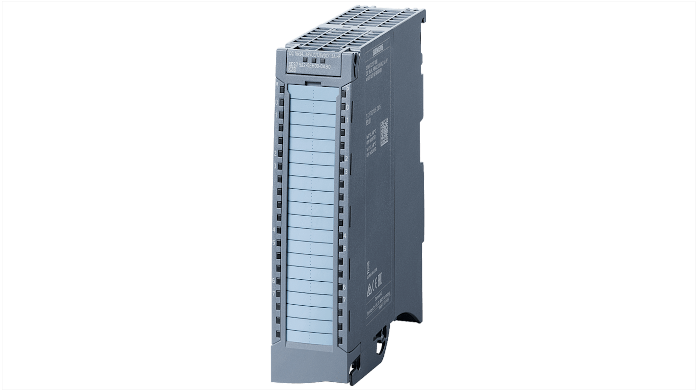 Modulo di uscita digitale Siemens 6AG1522-5EH00-7AB0, 16 canali, dimensioni 147 x 35 x 129 mm, diagnostica LED.