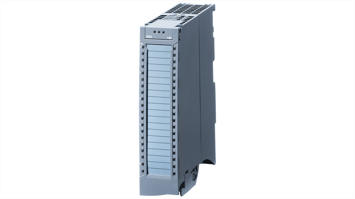 Modulo di uscita analogico Siemens 6AG1532-5HF00-7AB0, 8 canali, risoluzione 16 bit, dimensioni 147 x 35 x 129 mm.
