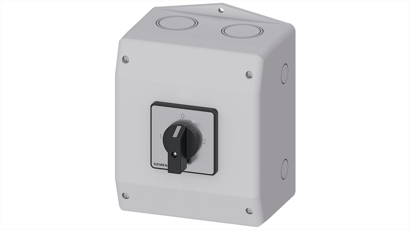 Sezionatore interruttore Siemens 3LD2165-7UB01, 3 poli, 25 A, IP65, per temperature da -25 a 55 gradi Celsius.