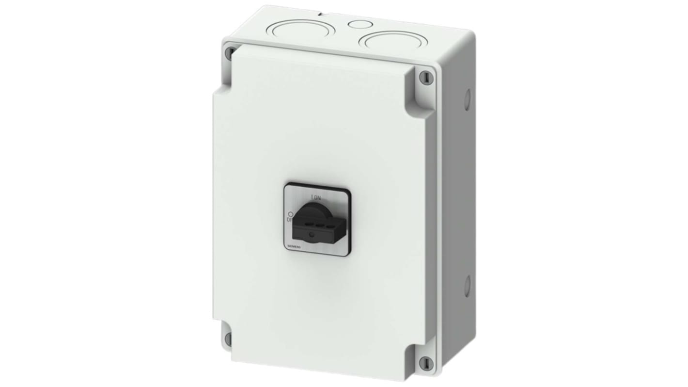 Sezionatore Siemens 3LD2786-2GP21 3P 100A IP65 per attivazione sicura apparecchiature elettriche. Grado di protezione elevato.