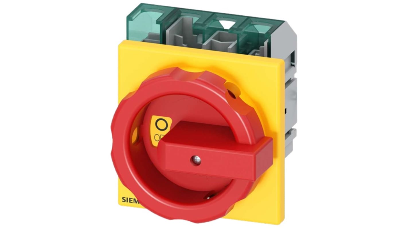 Sezionatore interruttore Siemens 3LD5020-0TL13, 4 poli, 32A, fusibile Classe CC, IP65, per attivazione sicura apparecchiature.